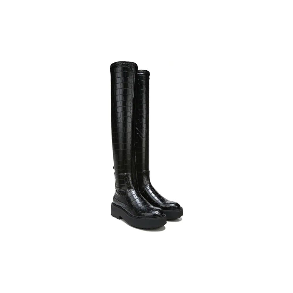 Janna Black Crocodile Faux Leather Franco Sarto Boots