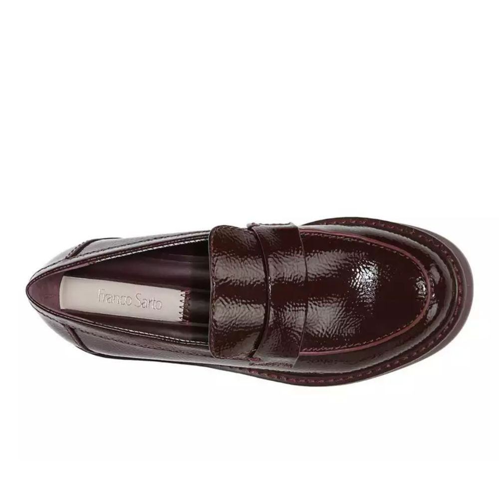 Harper Mahogany Patent Leather Franco Sarto Platform Loafers