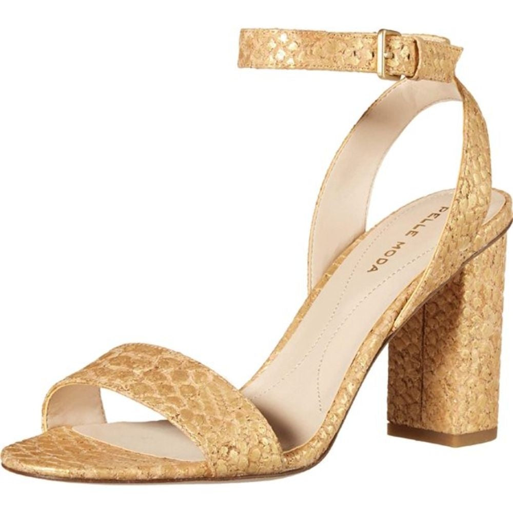 Zia Gold Crocodile Embossed Cork Pelle Moda Sandals