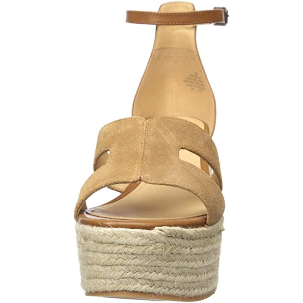 Adelyn Dark Natural Suede Nine West Wedge Espadrille Sandals