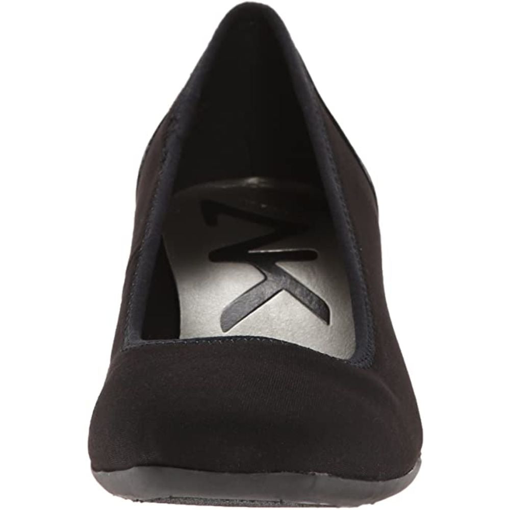 Wisher Black Fabric Anne Klein Leather Wedge Pumps