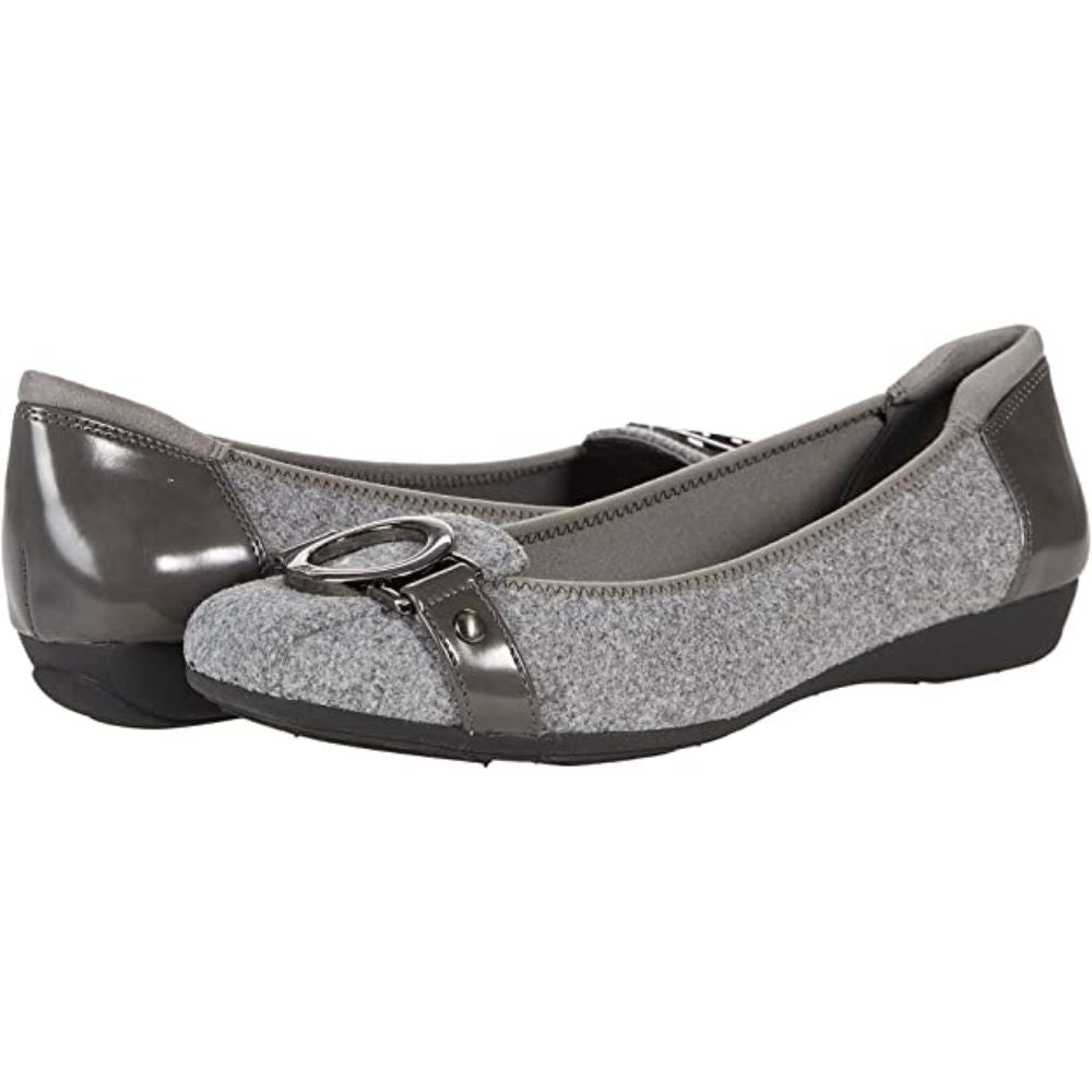 Umeko Dark Gray Fabric Anne Klein Ballet Flats