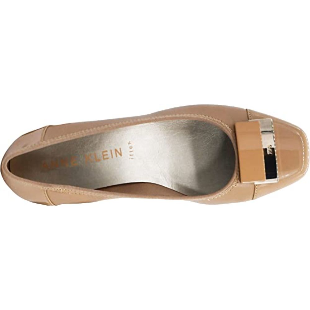 Waverly Nude Leather Anne Klein Wedge Pumps