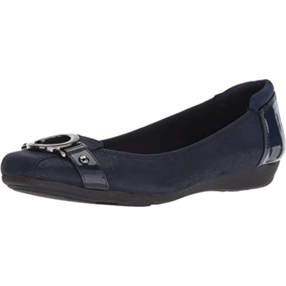 Umeko Dark Navy Fabric Anne Klein Ballet Flats