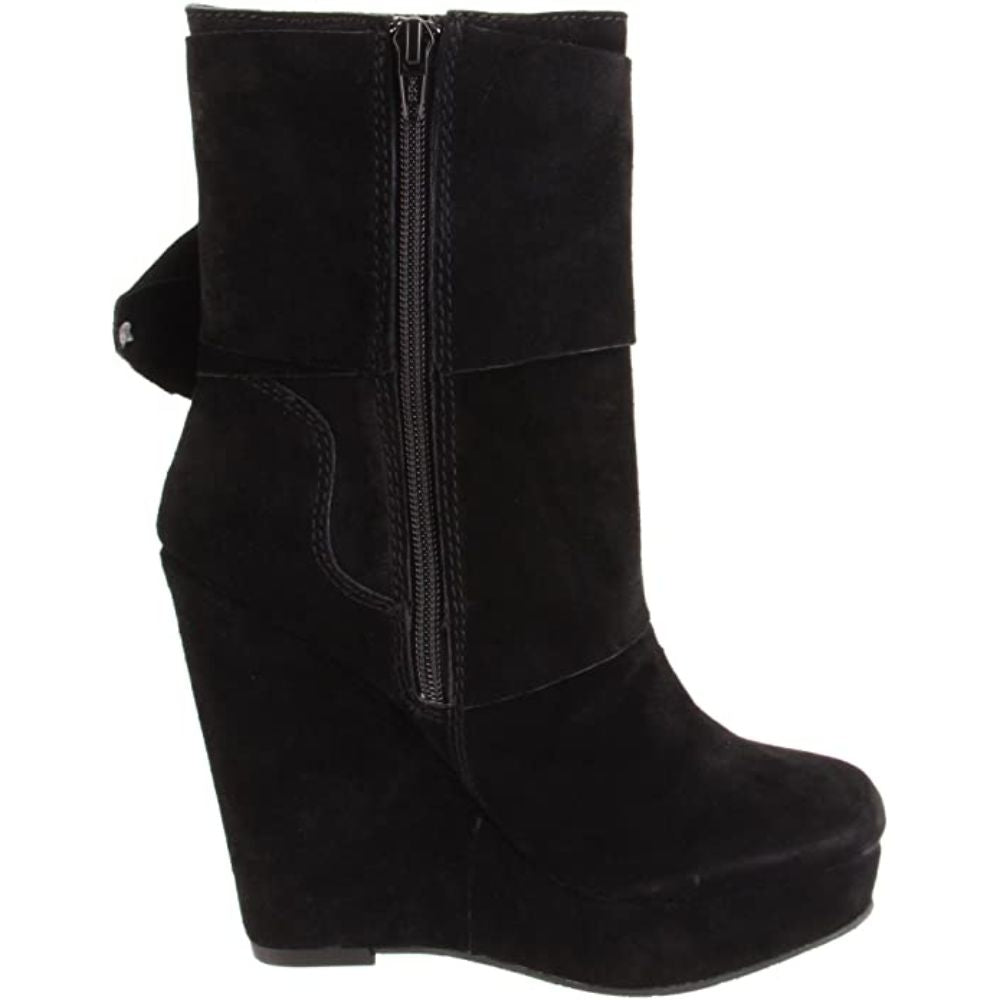 Harper Black Suede Calvin Klein Jeans Wedge Mid Calf Boots