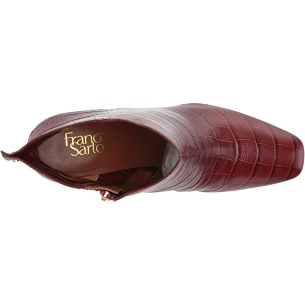 Tina2 Rust Crocodile Print Leather Franco Sarto Ankle Boots