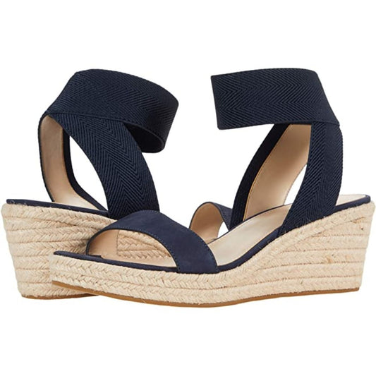 Kora Midnight Blue Nubuck Pelle Moda Wedge Sandals