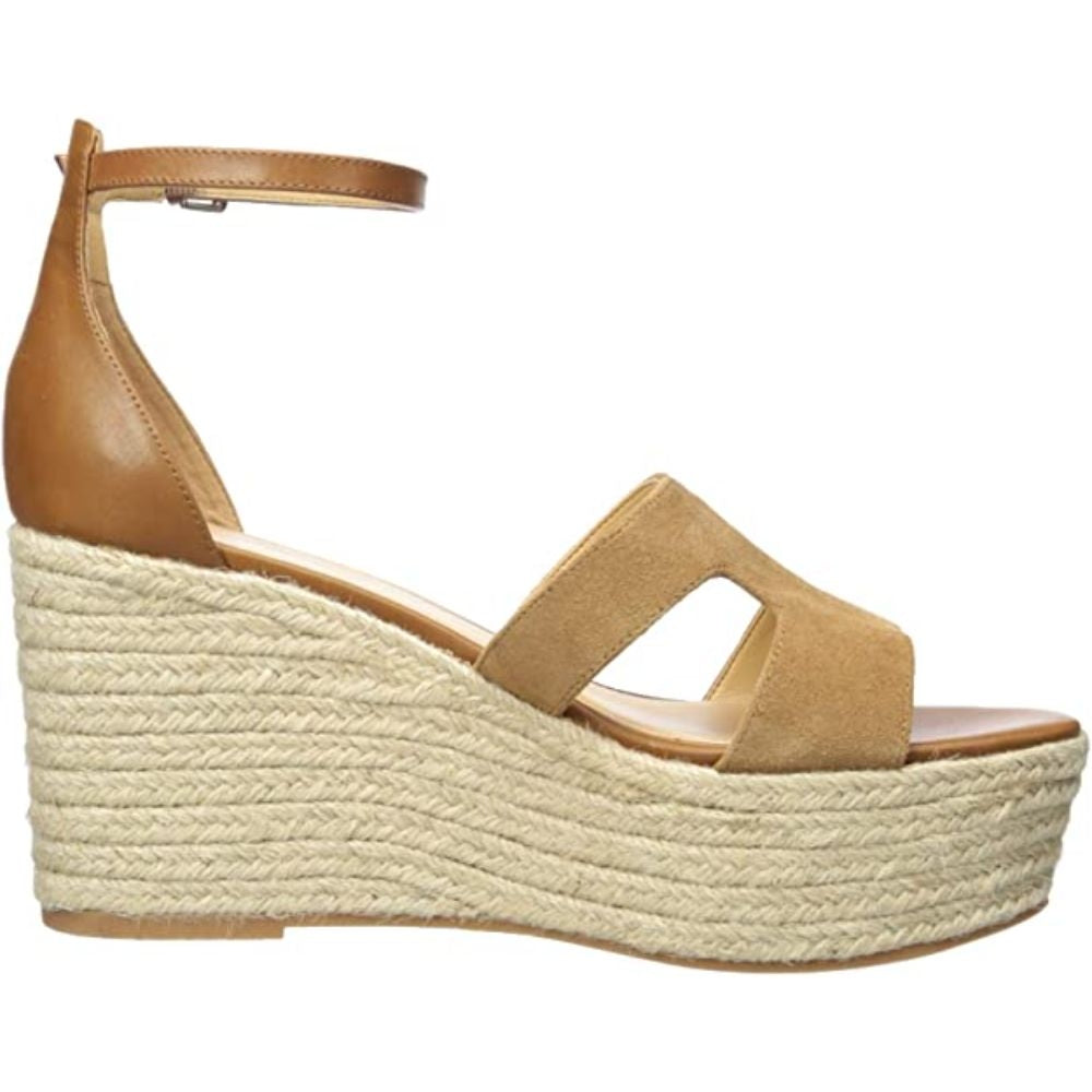 Adelyn Dark Natural Suede Nine West Wedge Espadrille Sandals