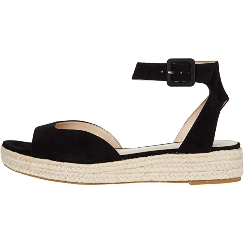 Oxford Black Suede Pelle Moda Espadrille Sandals