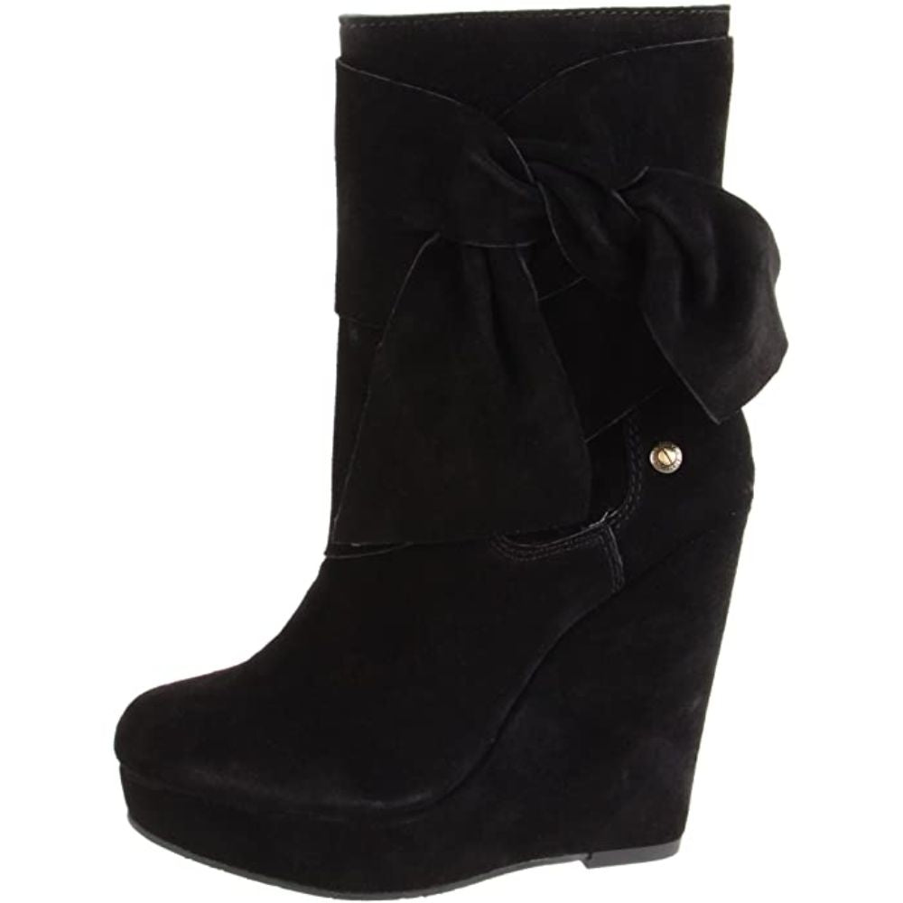 Harper Black Suede Calvin Klein Jeans Wedge Mid Calf Boots
