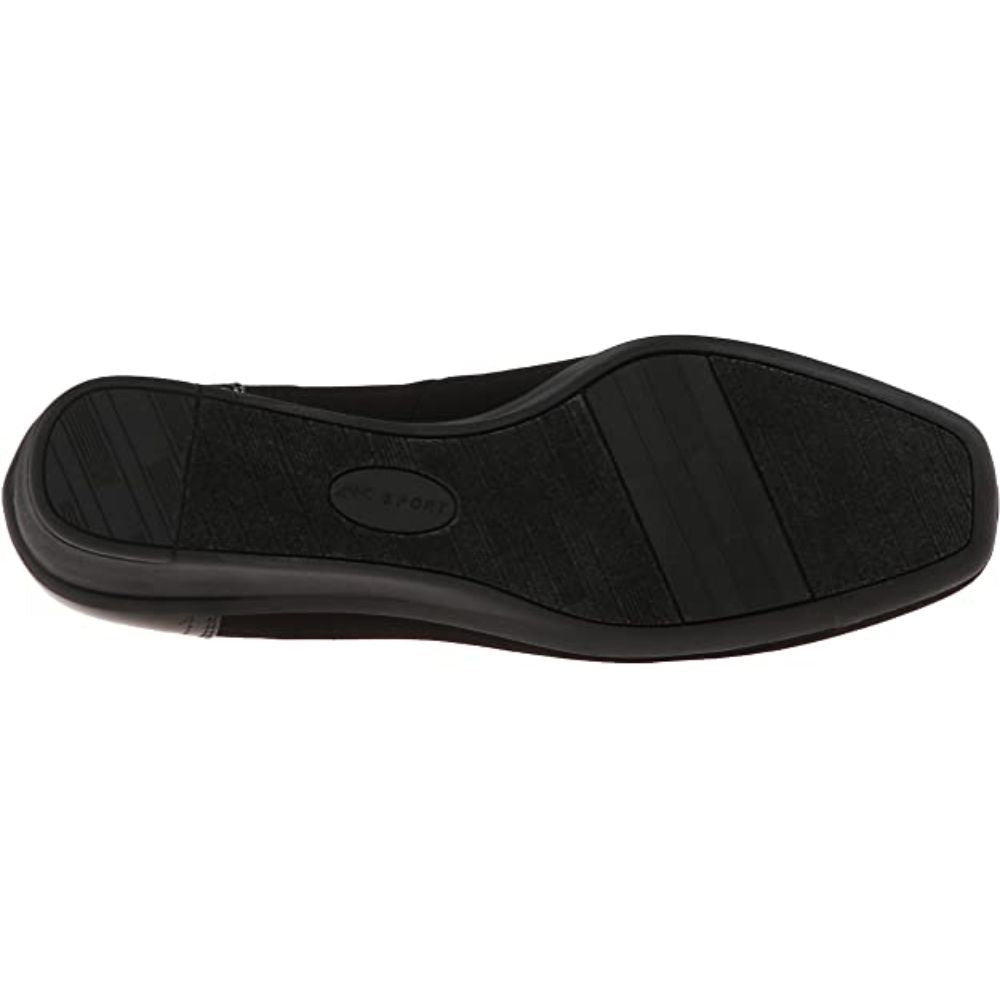 Wisher Black Fabric Anne Klein Leather Wedge Pumps