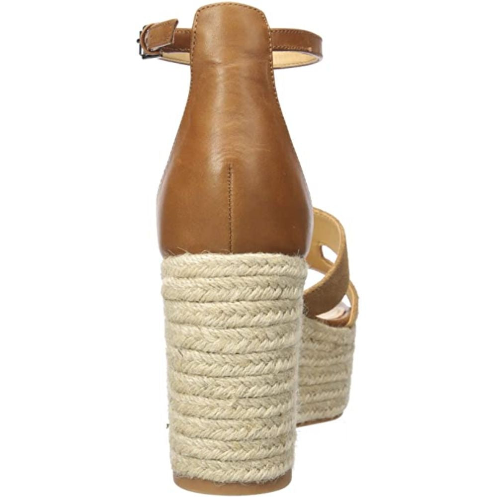 Adelyn Dark Natural Suede Nine West Wedge Espadrille Sandals