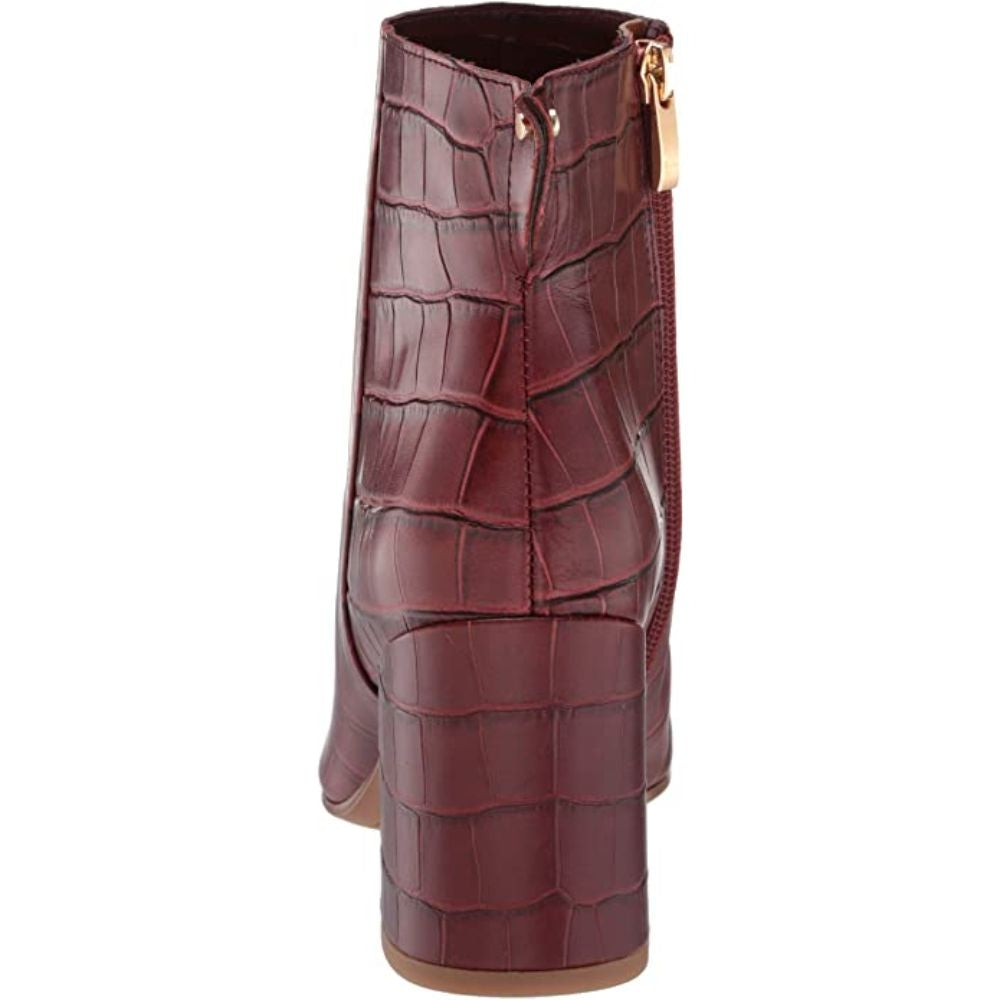 Tina2 Rust Crocodile Print Leather Franco Sarto Ankle Boots