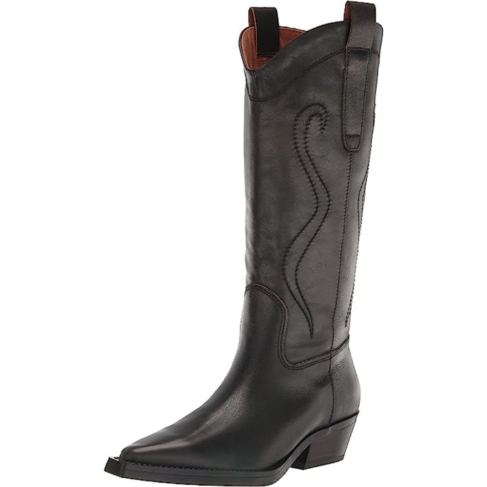 Liandra Black Leather Franco Sarto Western Boots