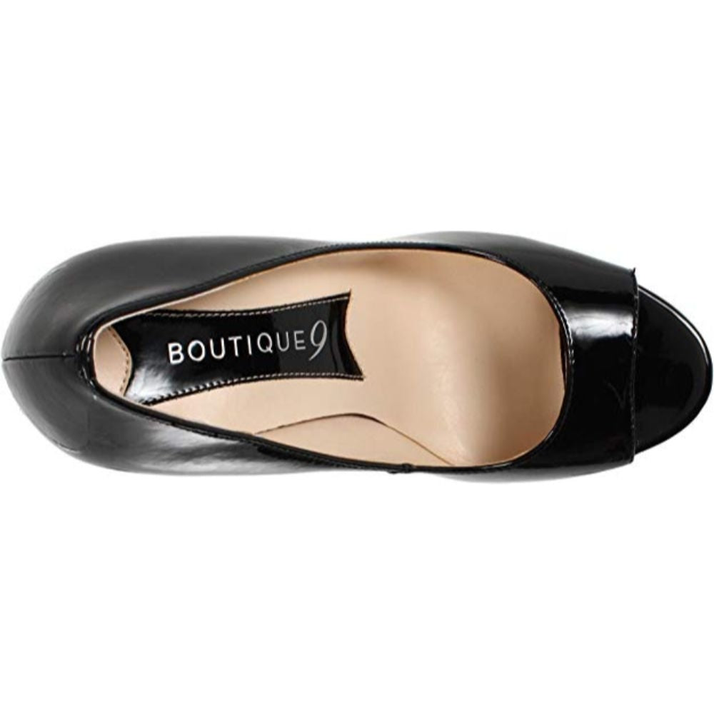 Alessandra Black Patent Leopard Heel Boutique 9 Platform Pumps