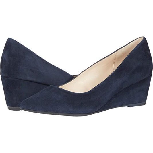 Kira Midnight Navy Suede Pelle Moda Wedge Pumps