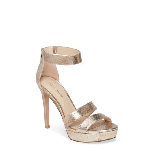 Ocean Platinum Brushed Snake Leather Pelle Moda Sandals