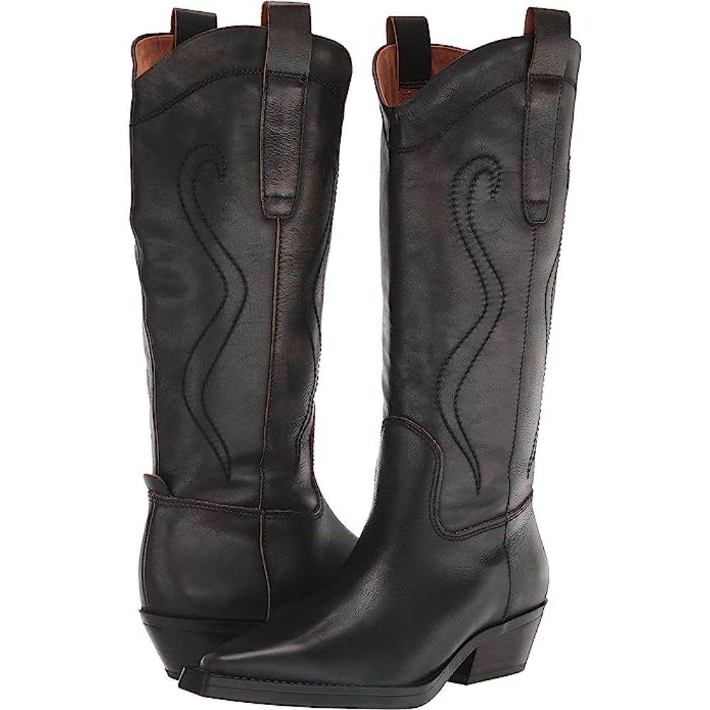 Liandra Black Leather Franco Sarto Western Boots