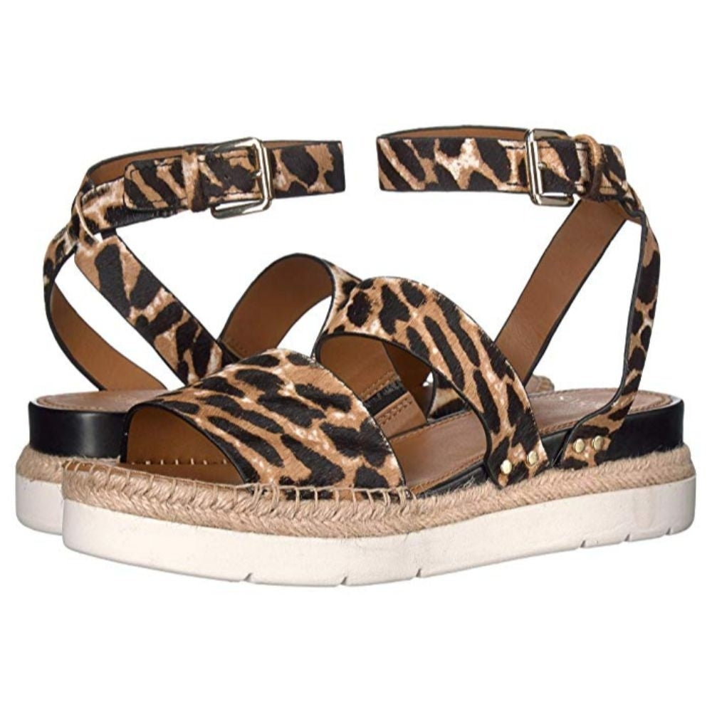 Calvin Molley Leopard Franco Sarto Platform Flat Sandal