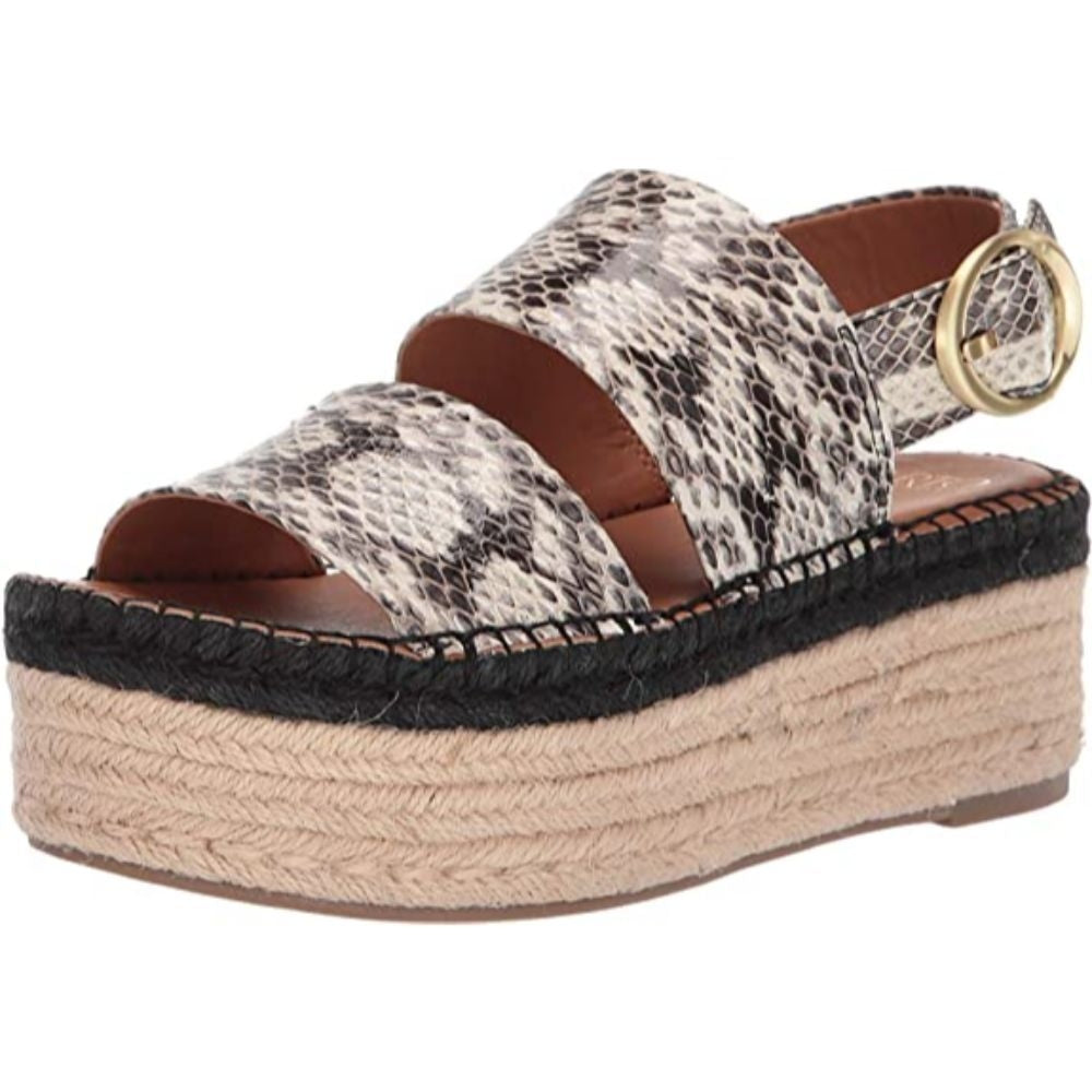 Mariana Black White Snake Franco Sarto Espadrille Platform Sandal