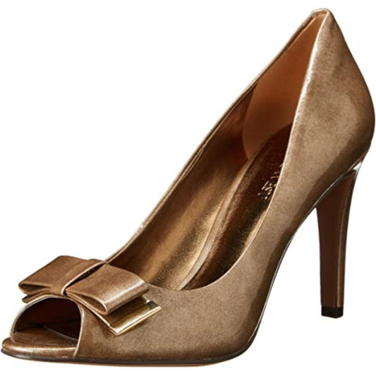Dhara Taupe Synthetic Nine West Pumps