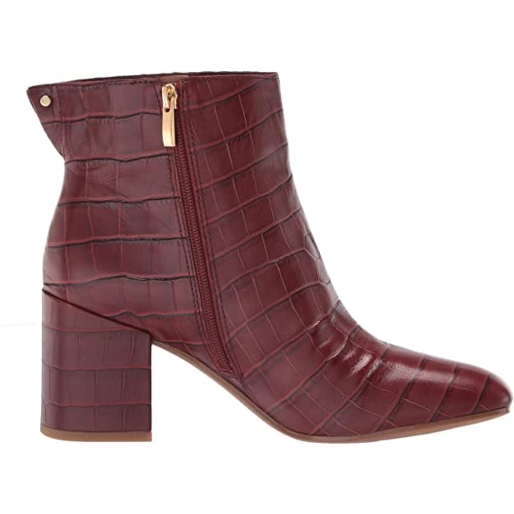 Tina2 Rust Crocodile Print Leather Franco Sarto Ankle Boots