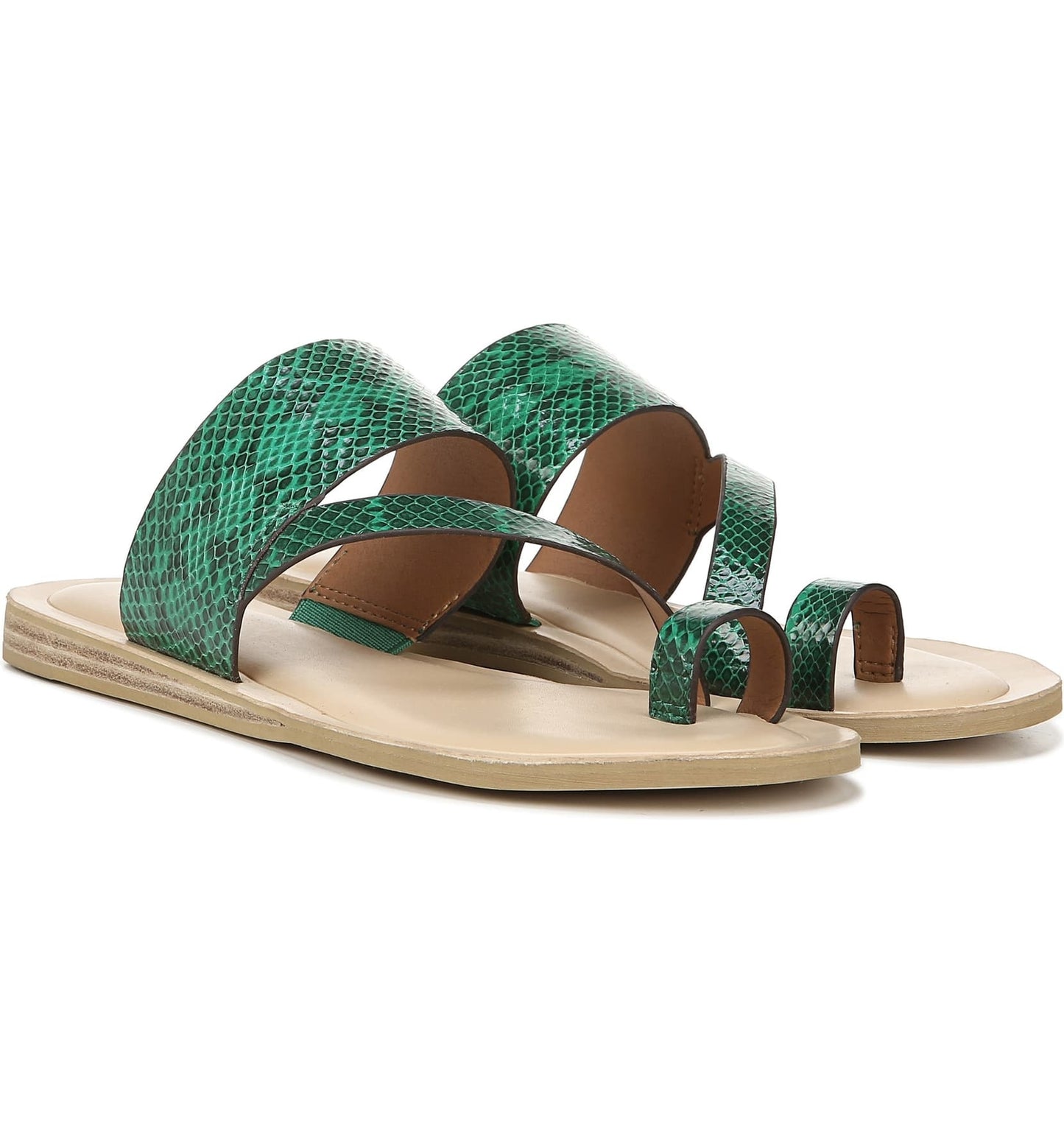 Leila Green Snake Franco Sarto Flat Sandal