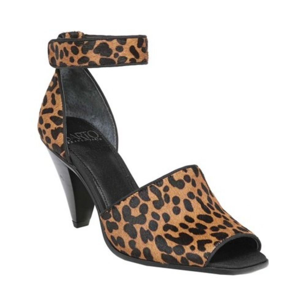 Cambria Whiskey Leopard Calf Hair Frano Sarto Sandals