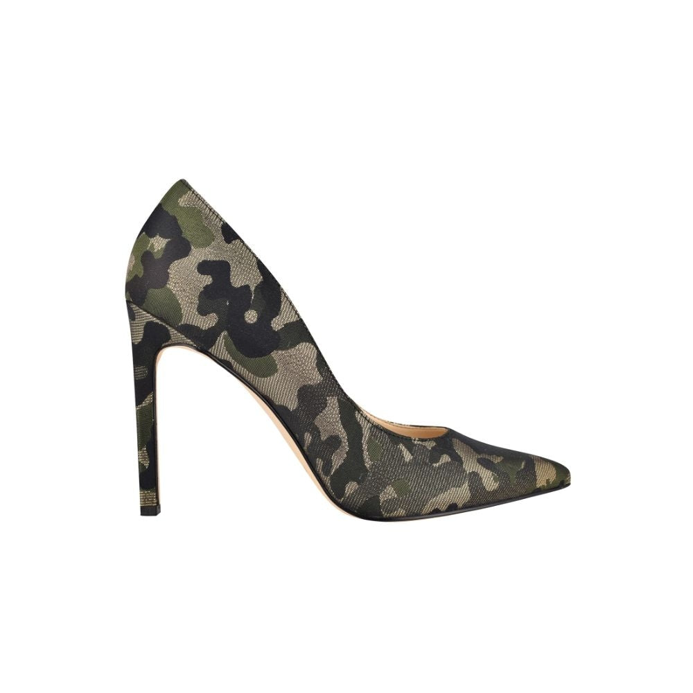 Tatianna Dark Green Fabric Nine West Pumps