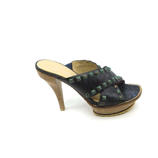 Ivory Do Navy Blue Distressed Cork Donald Pliner Platform Sandals