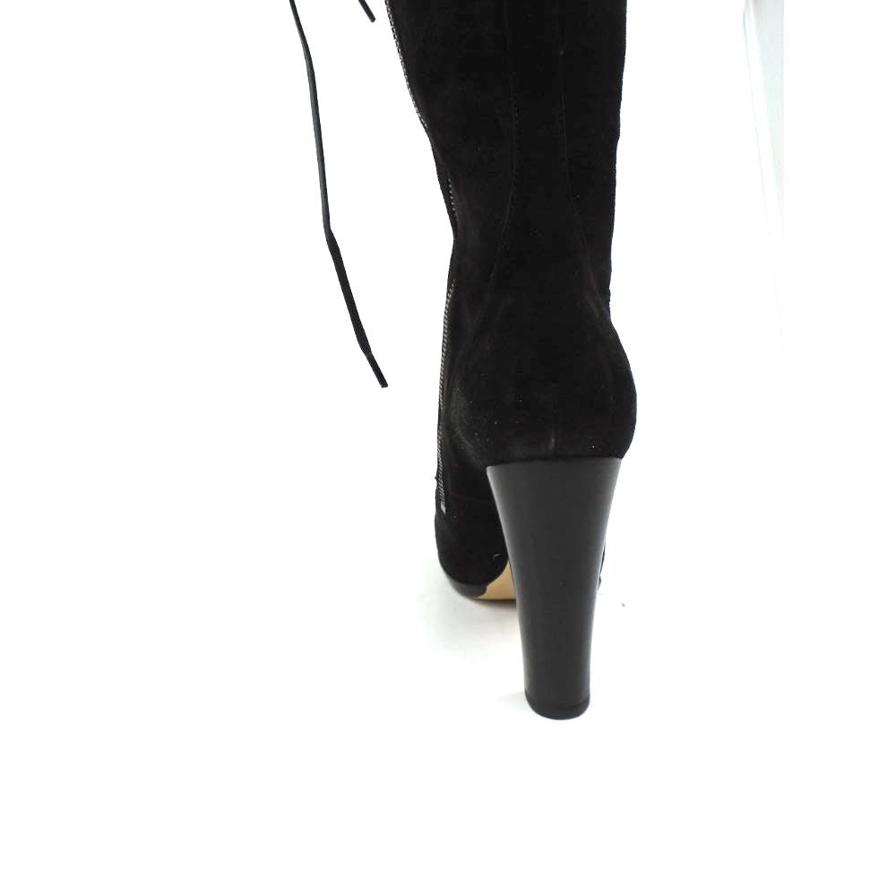 83-58 Reed Krakoff Women's Suede Knee High Lace Boots-Buff/Black