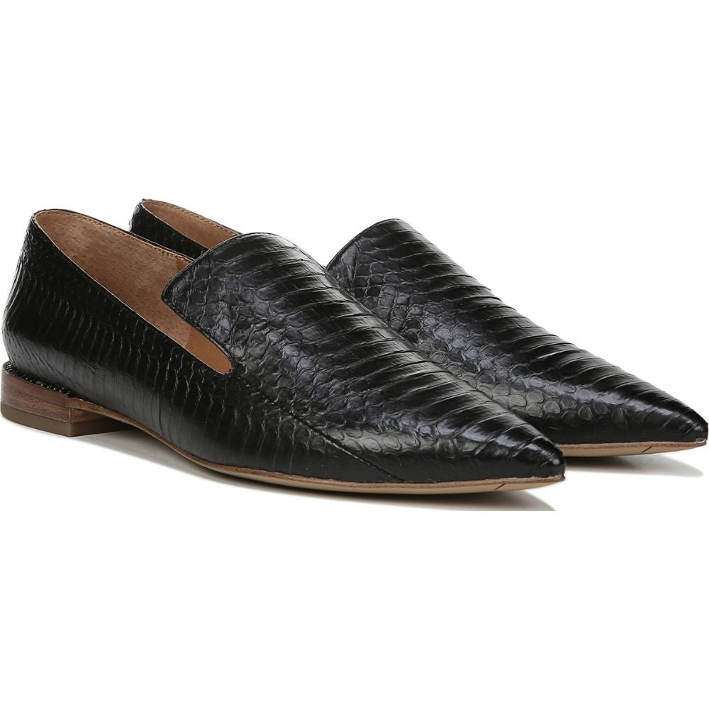 Topaz Black Snake Print Leather Franco Sarto Loafer Flats