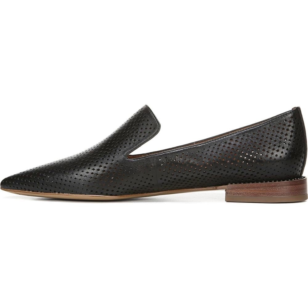 Topaz 8 Black Perforated Leather Franco Sarto Loafer Flats