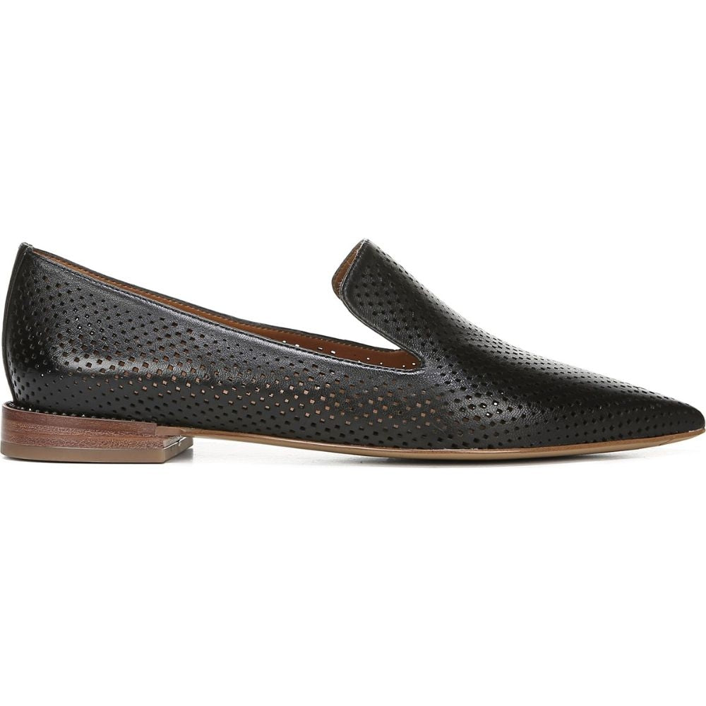 Topaz 8 Black Perforated Leather Franco Sarto Loafer Flats
