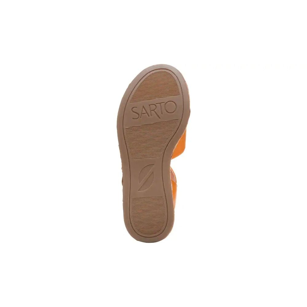 Demi 2 Orange Leather Franco Sarto Platform Wedge Sandals