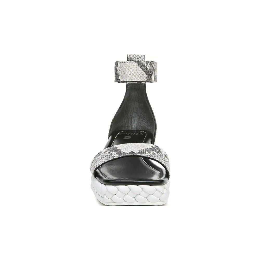 Tiana 2 Black and White Snake Leather Franco Sarto Wedge Sandals
