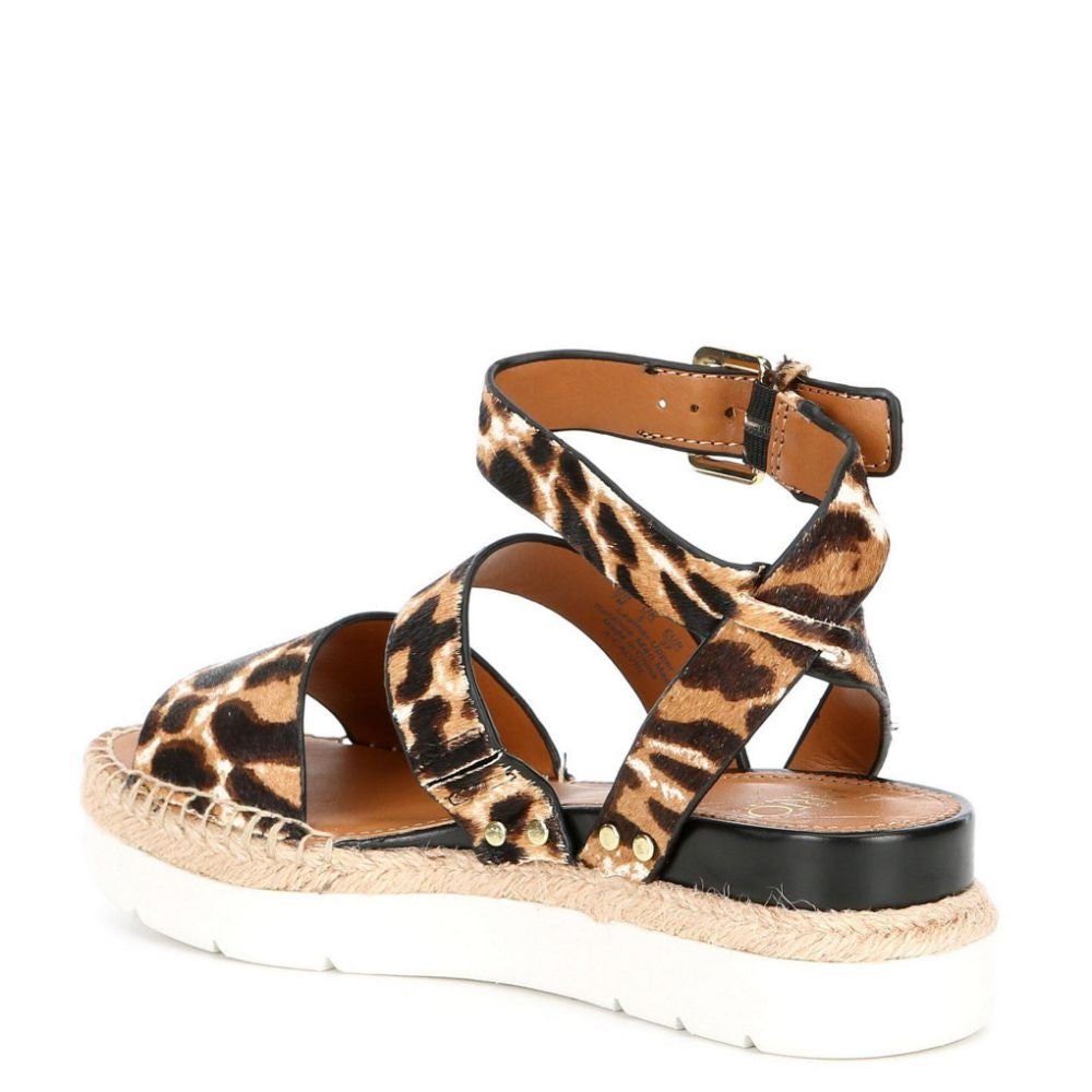 Calvin Molley Leopard Franco Sarto Platform Flat Sandal
