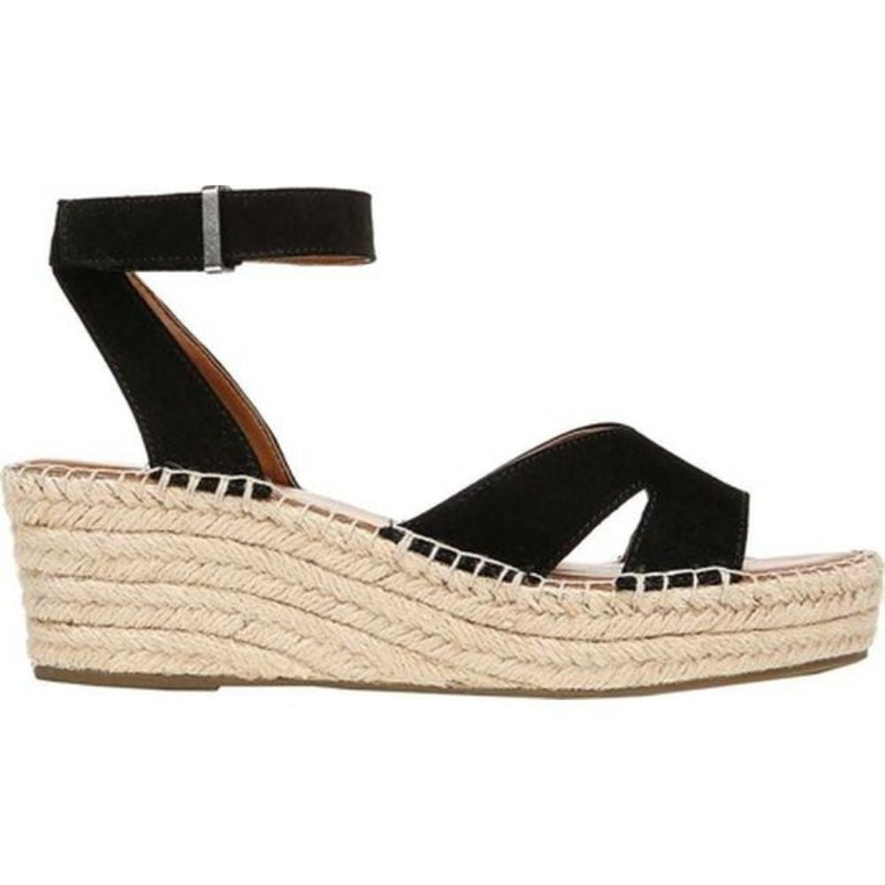 Penne Black Suede Franco Sarto Wedge Ankle Strap Sandal