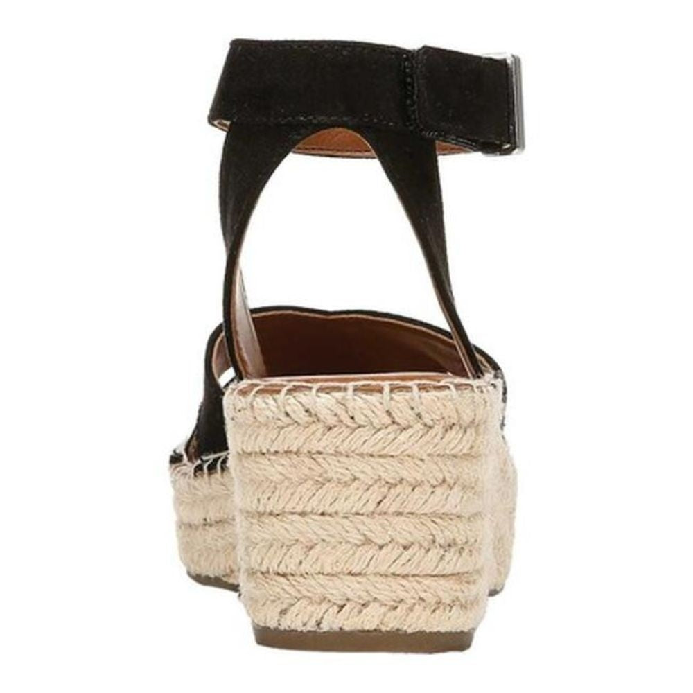 Penne Black Suede Franco Sarto Wedge Ankle Strap Sandal