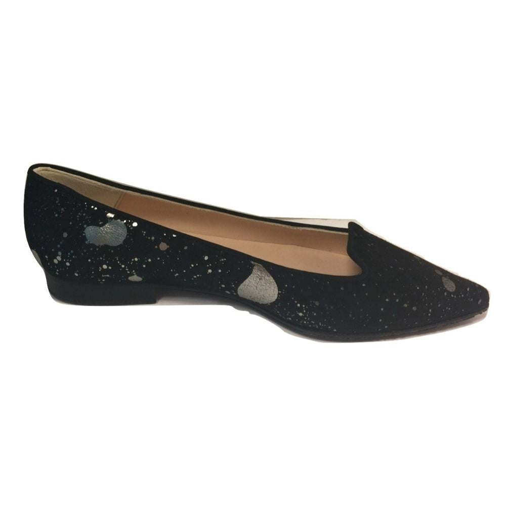 Blaine Dots Black Pewter Suede Jon Josef Flats