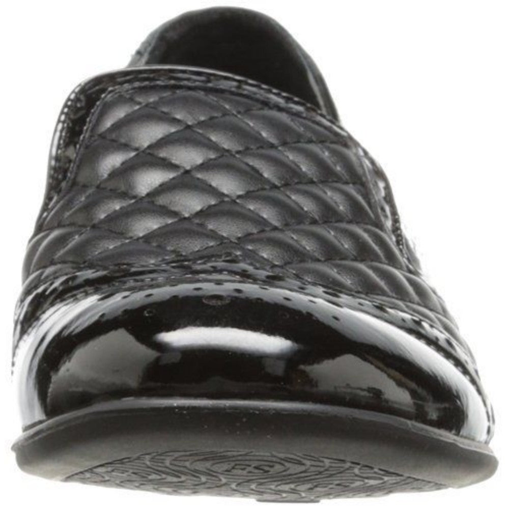 Franco Sarto Women's Tweed Black Quilted Leather Loafer Flat