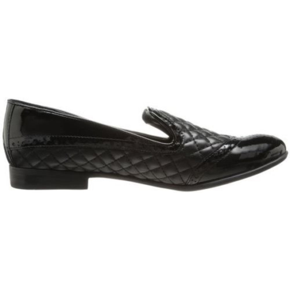 Franco Sarto Women's Tweed Black Quilted Leather Loafer Flat