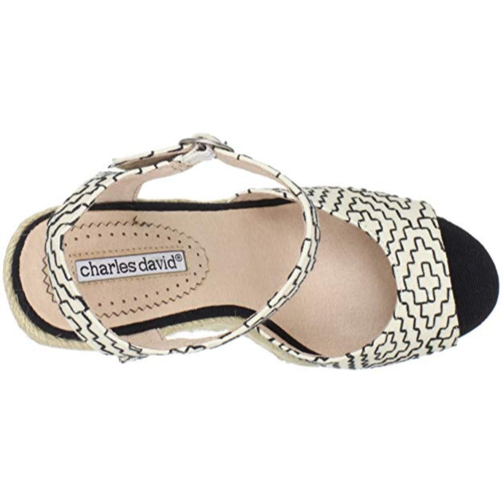 Baja White Black Charles David Wedge Espadrille Sandal