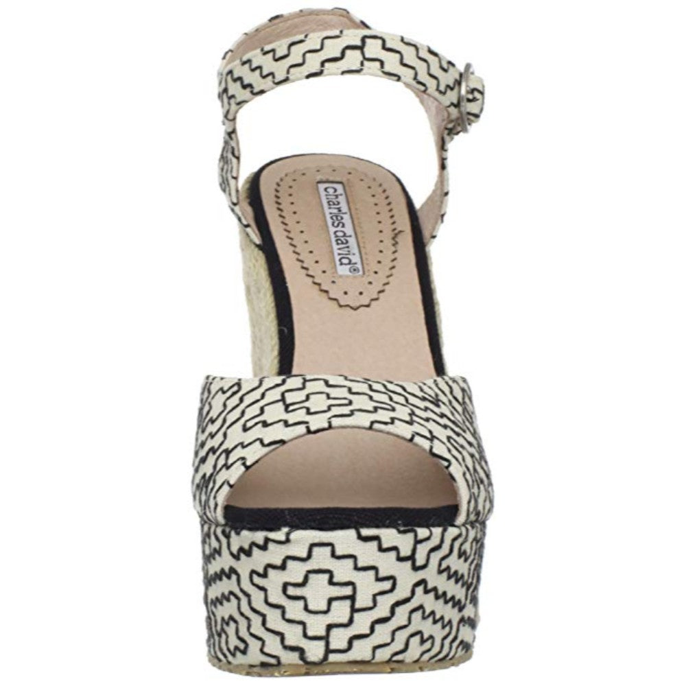 Baja White Black Charles David Wedge Espadrille Sandal