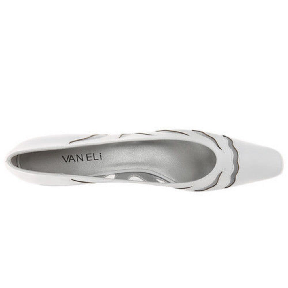 Racilia White Leather Vaneli Pump