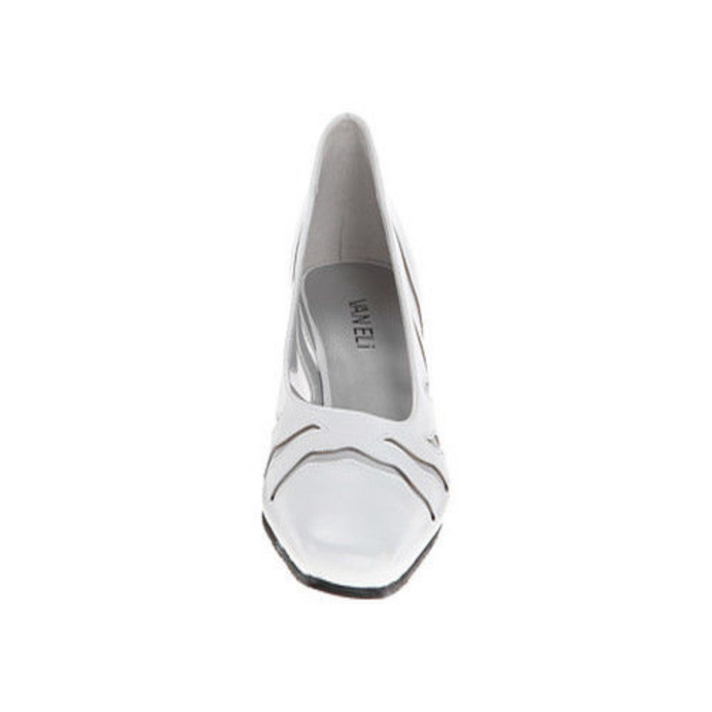 Racilia White Leather Vaneli Pump