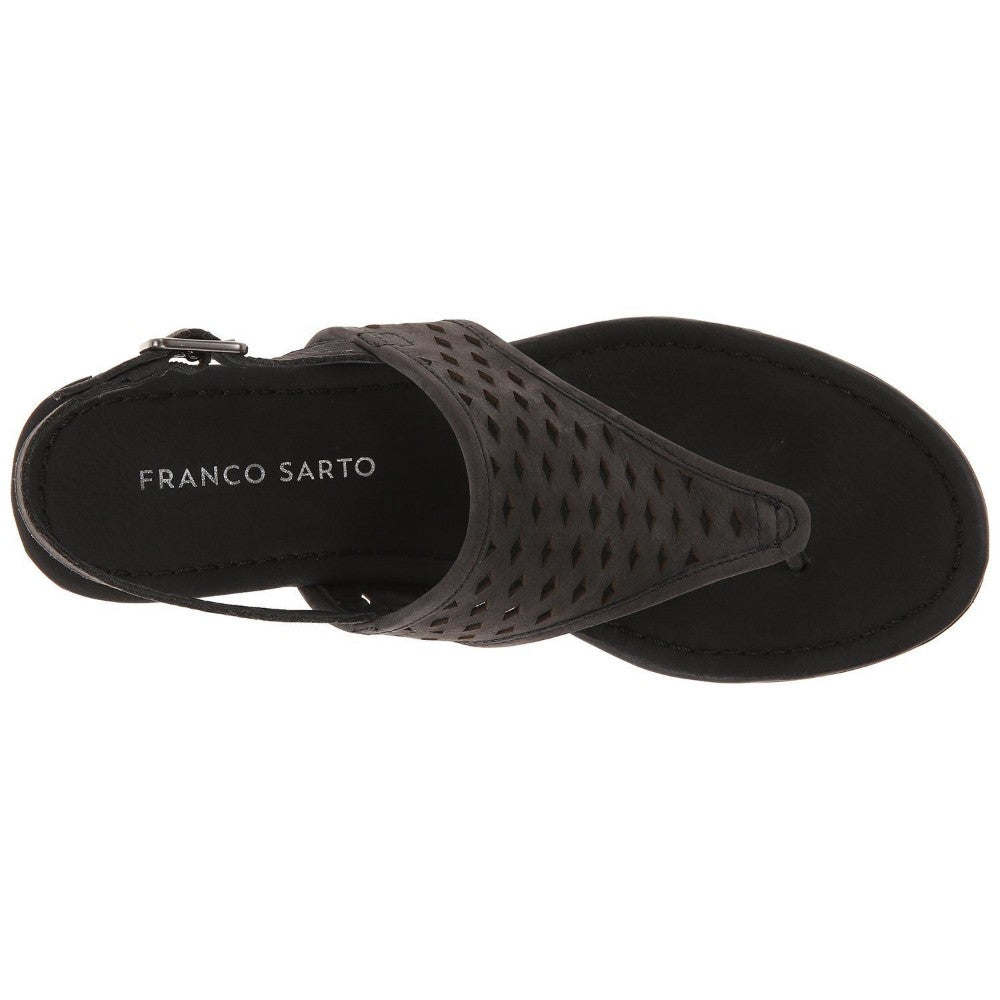 Franco Sarto Women's Charlize Black Nubuck Leather Sandal