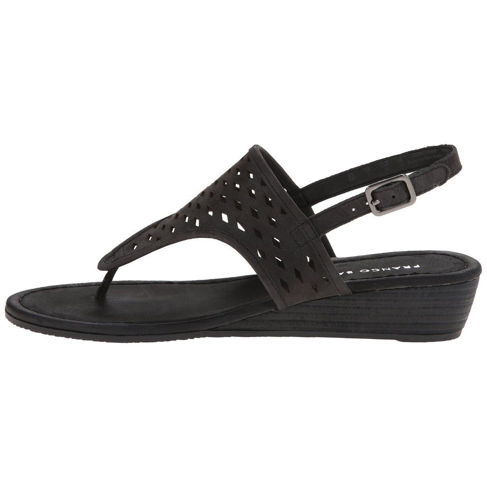 Franco Sarto Women's Charlize Black Nubuck Leather Sandal