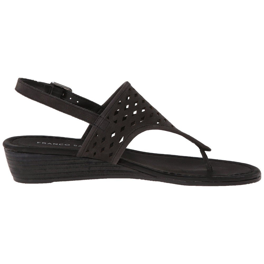 Franco Sarto Women's Charlize Black Nubuck Leather Sandal