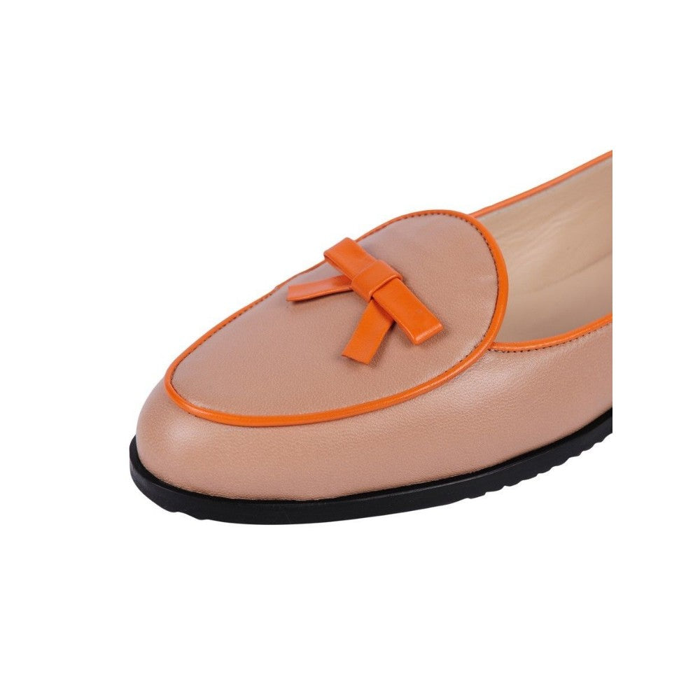 Belgian Natural Orange Leather Jon Josef Loafer Flat